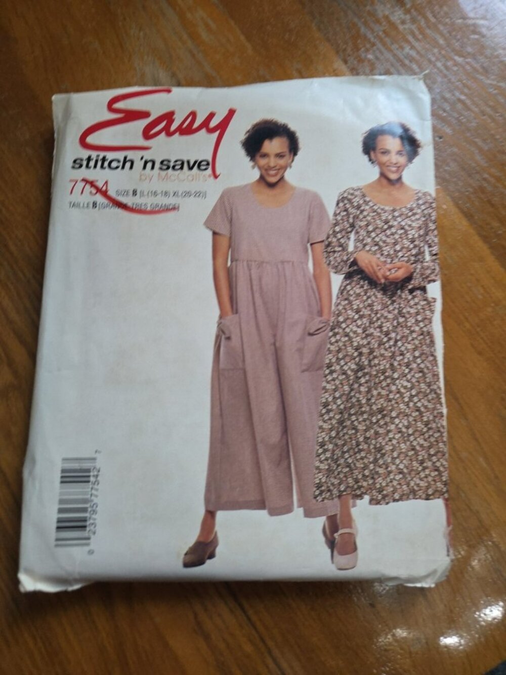 New Uncut McCalls Easy Stitch n Save Womens 16-22 Dress Sewing Pattern 7754 1995